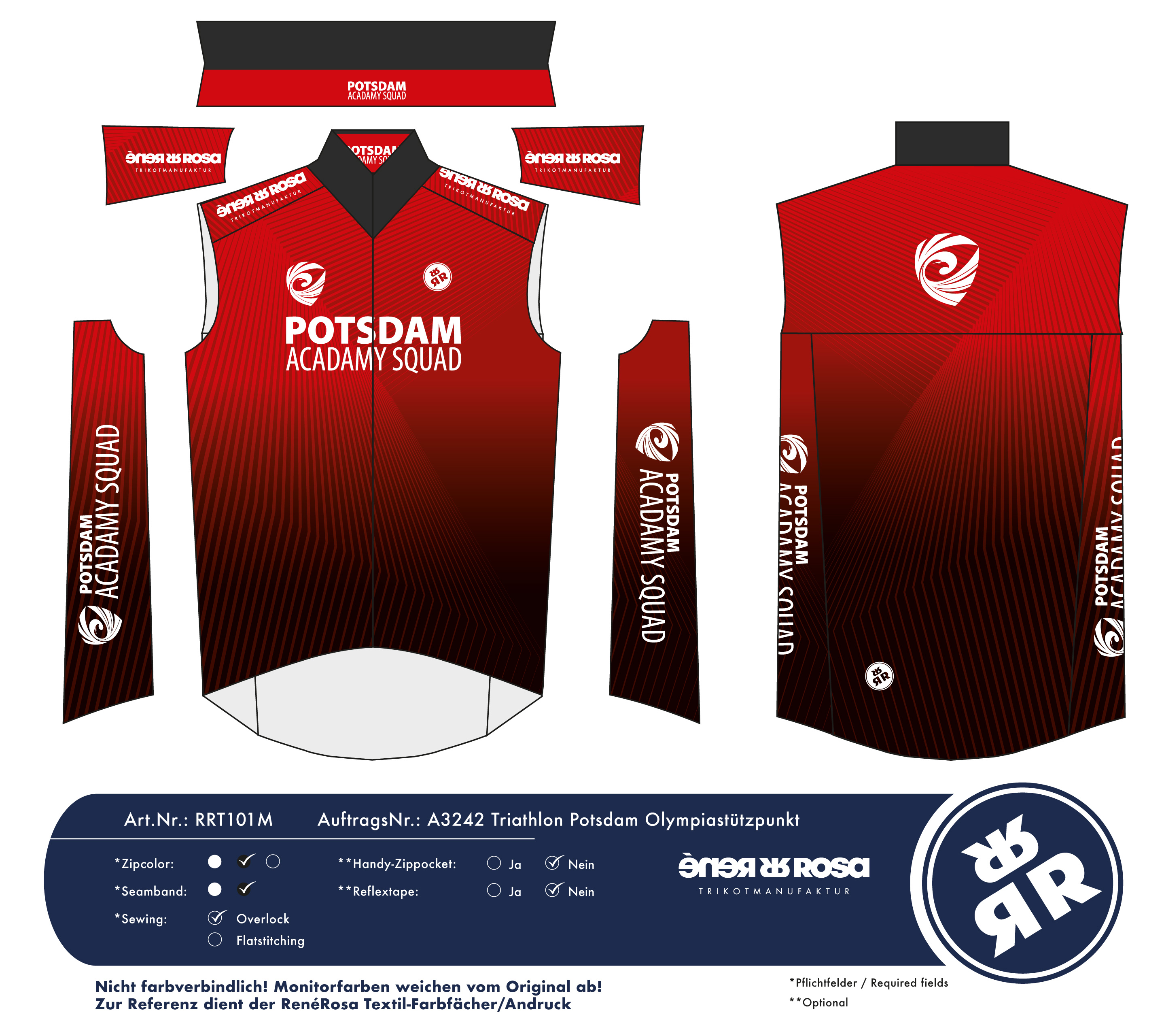 Windweste Performance RRT101M Unisex / Triathlon Potsdam - Rot OSP + Landeskader